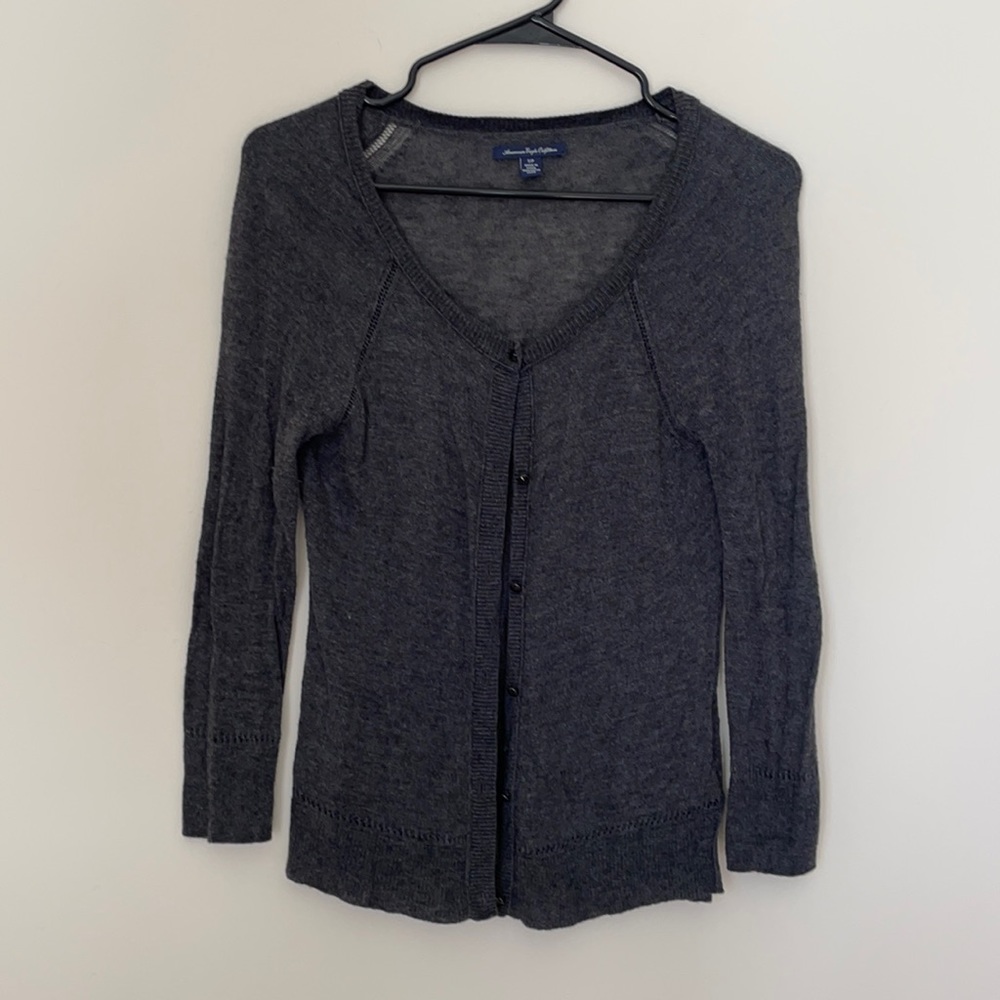 American Eagle Lightweight Knit Gray Cardigan